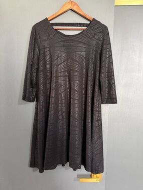 Robbie B Signature Black Shiny Dress Size L – Cutout Cross Back